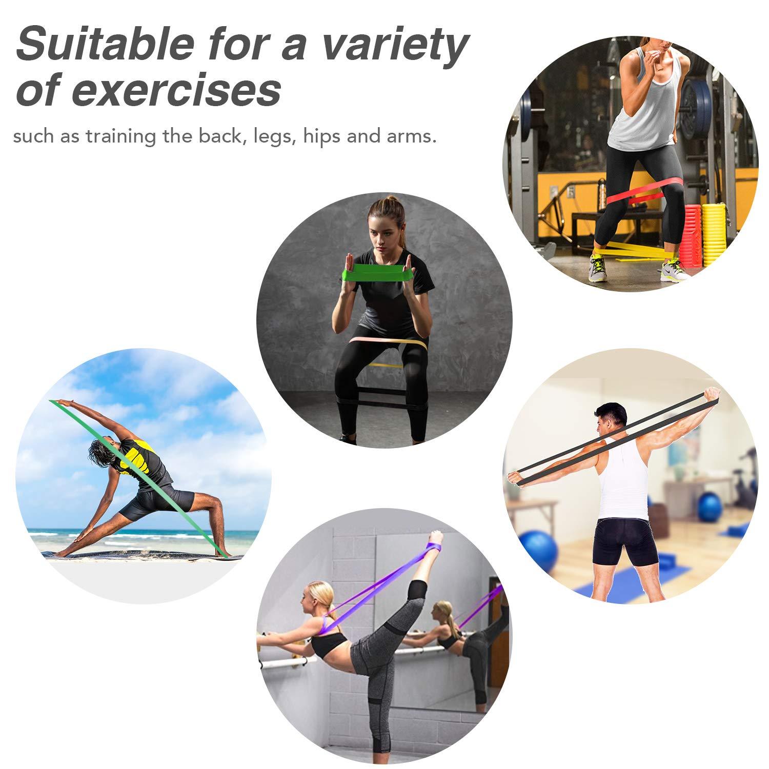 Set Of 5 Heavy Duty Resistance Band Loop Power Gym Fitness Exercise Yoga Workout