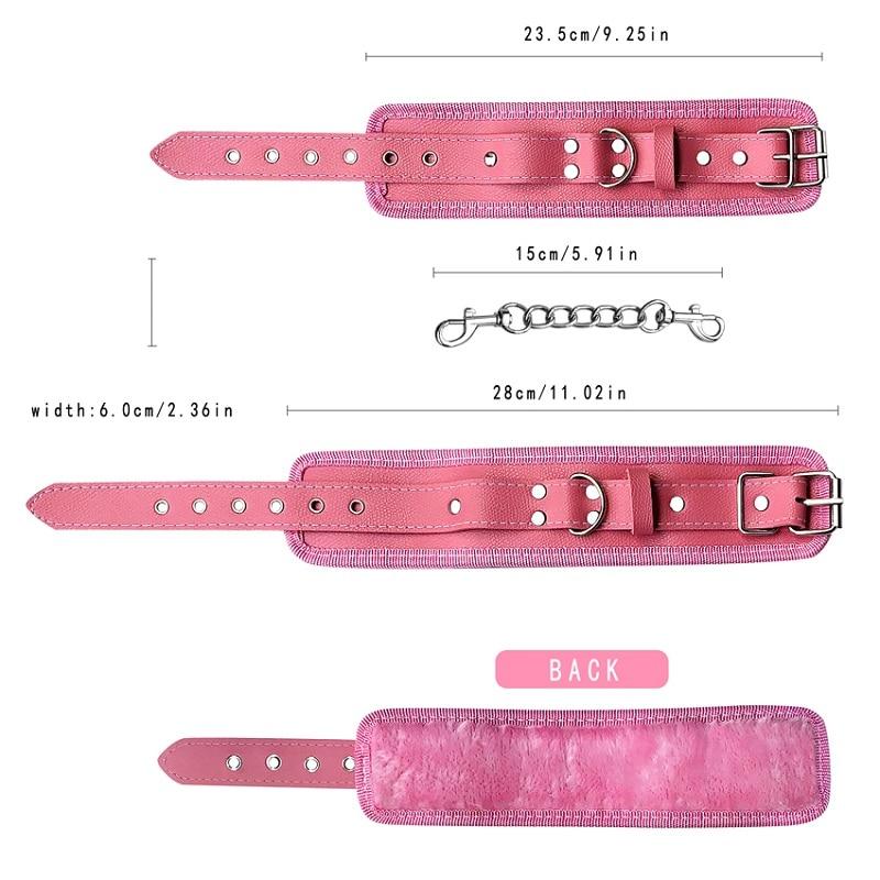 House Of Dasein Black Pink Bondage Kit Handcuffs Leash Whip Gag Nipple Clamps Bdsm Set