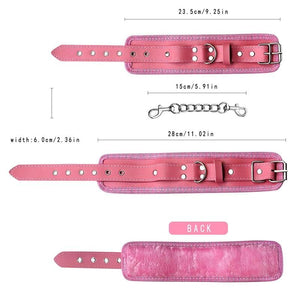 House Of Dasein Black Pink Bondage Kit Handcuffs Leash Whip Gag Nipple Clamps Bdsm Set