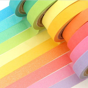 10Pcs / Box Rainbow Solid Color Masking Tape Washi Craft Supplies