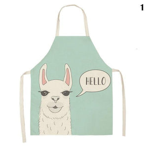 Adorable Alpaca Llama Cactus Printed Cotton Linen Sleeveless Kitchen Aprons