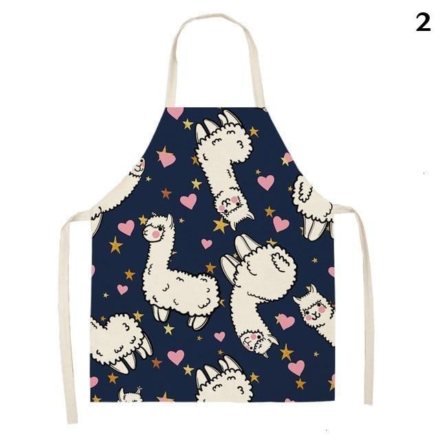 Adorable Alpaca Llama Cactus Printed Cotton Linen Sleeveless Kitchen Aprons