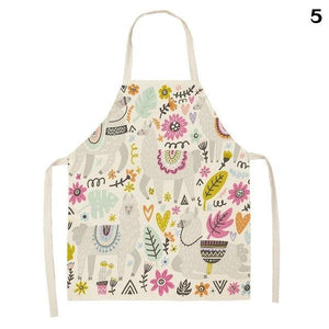 Adorable Alpaca Llama Cactus Printed Cotton Linen Sleeveless Kitchen Aprons