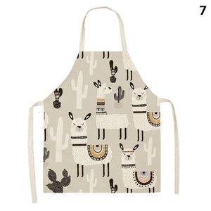 Adorable Alpaca Llama Cactus Printed Cotton Linen Sleeveless Kitchen Aprons