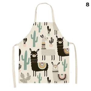 Adorable Alpaca Llama Cactus Printed Cotton Linen Sleeveless Kitchen Aprons