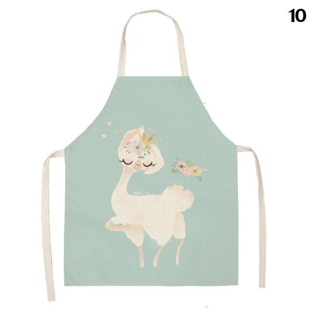 Adorable Alpaca Llama Cactus Printed Cotton Linen Sleeveless Kitchen Aprons