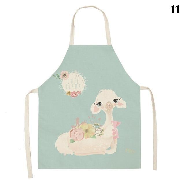 Adorable Alpaca Llama Cactus Printed Cotton Linen Sleeveless Kitchen Aprons