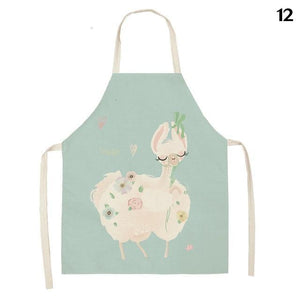 Adorable Alpaca Llama Cactus Printed Cotton Linen Sleeveless Kitchen Aprons