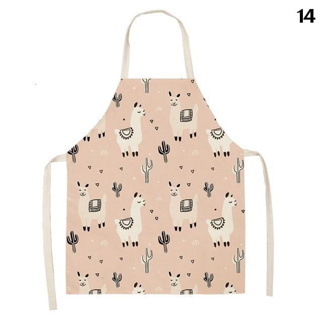 Adorable Alpaca Llama Cactus Printed Cotton Linen Sleeveless Kitchen Aprons