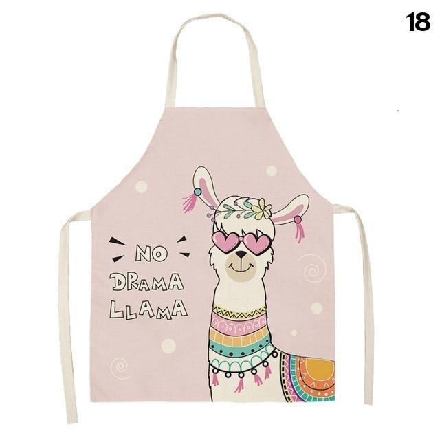 Adorable Alpaca Llama Cactus Printed Cotton Linen Sleeveless Kitchen Aprons