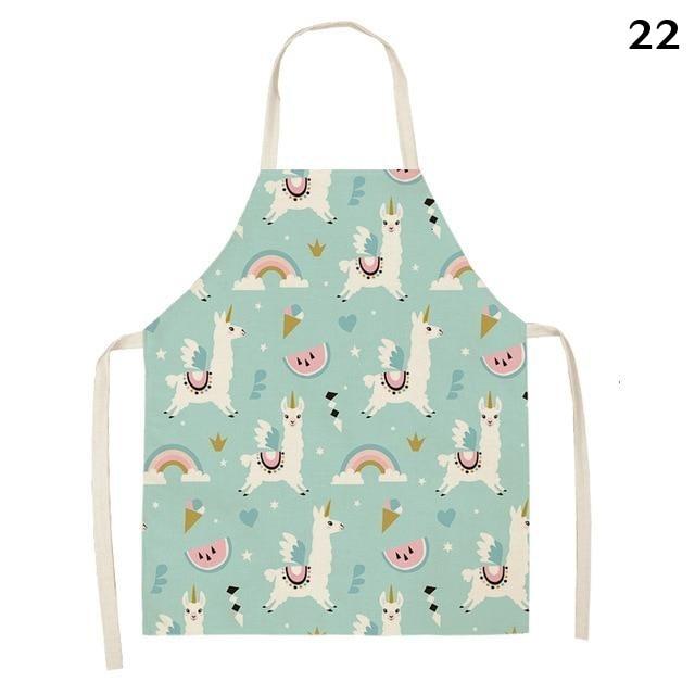 Adorable Alpaca Llama Cactus Printed Cotton Linen Sleeveless Kitchen Aprons