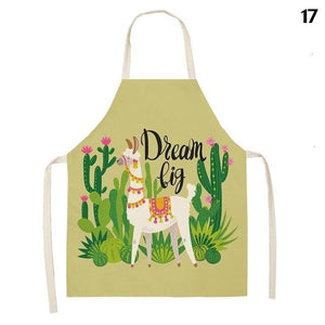 Adorable Alpaca Llama Cactus Printed Cotton Linen Sleeveless Kitchen Aprons