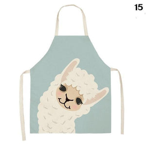 Adorable Alpaca Llama Cactus Printed Cotton Linen Sleeveless Kitchen Aprons