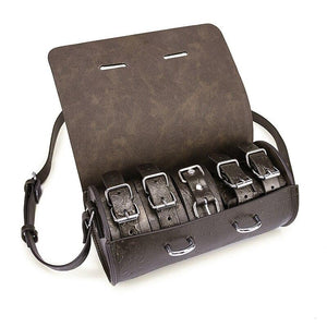Bdsm Leather Storage Bag With Handcuffs Ankle Cuffs Collar Leash Kit