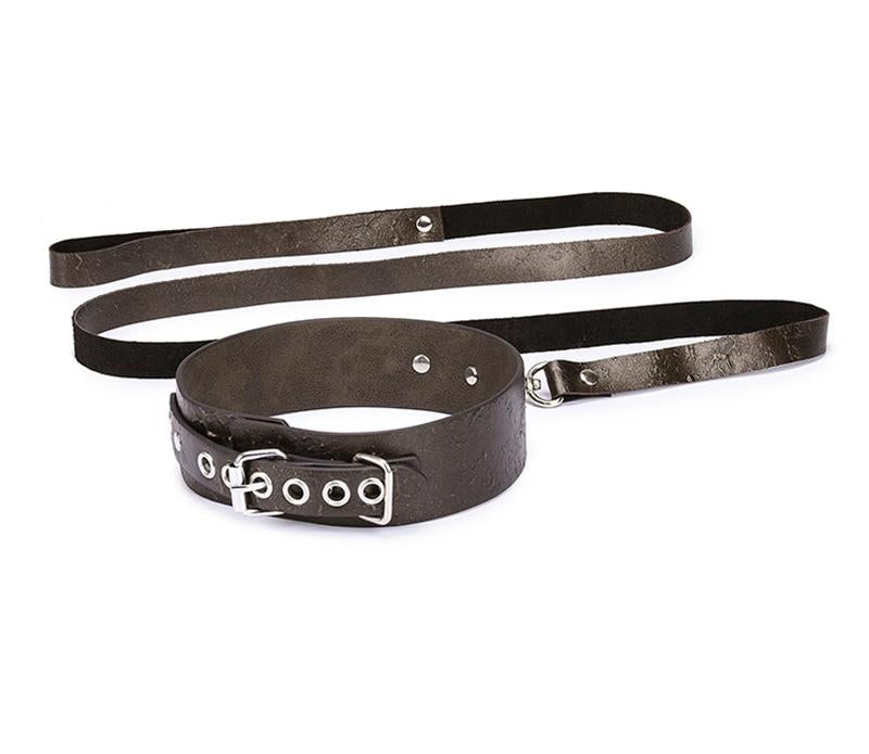 Bdsm Leather Storage Bag With Handcuffs Ankle Cuffs Collar Leash Kit