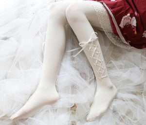Women Lolita Lace Up Tights Anime Cosplay Pantyhose Stockings