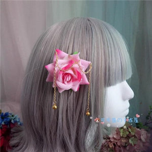 Lolita Rose Clip With Chain Women Flower Hair Accessories