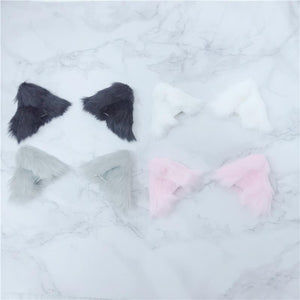 Lolita Cosplay Faux Fur Ears Hairclips Anime Neko Costume Clip Ddlg