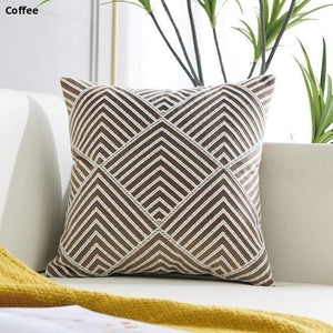 Modern Geometric Embroidered Velvet Cushion Covers Home Decor