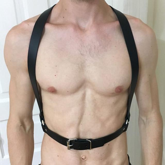 Adjustable Leather Mens Chest Harness Bdsm Bondage Restraint