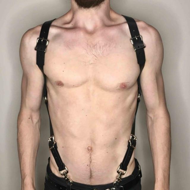 Adjustable Leather Mens Chest Harness Bdsm Bondage Restraint