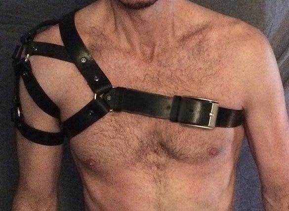 Adjustable Leather Mens Chest Harness Bdsm Bondage Restraint