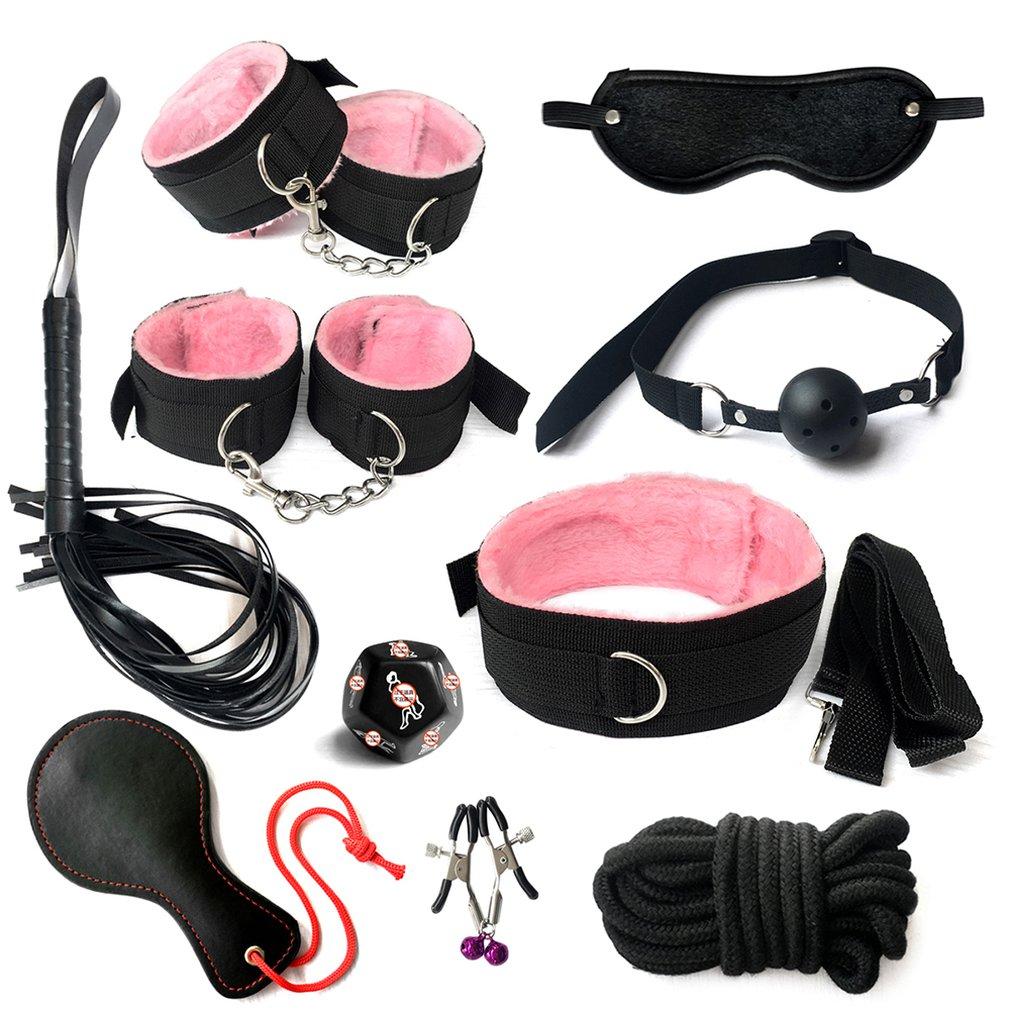 House Of Dasein Bdsm Beginners 10 Piece Bondage Restraints Starter Kit Set Pink Purple Black