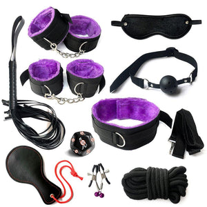 House Of Dasein Bdsm Beginners 10 Piece Bondage Restraints Starter Kit Set Pink Purple Black