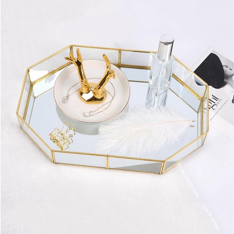 Elegant Modern Bathroom Storage Gold Tray Home Decor