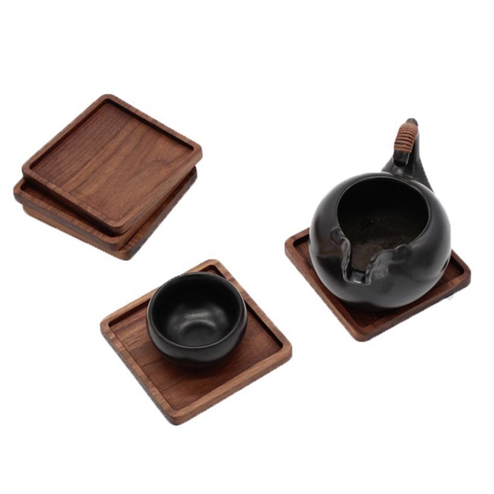 Set Of 2 Eco-Friendly Beech Wood Coasters Round Square Flat Rim