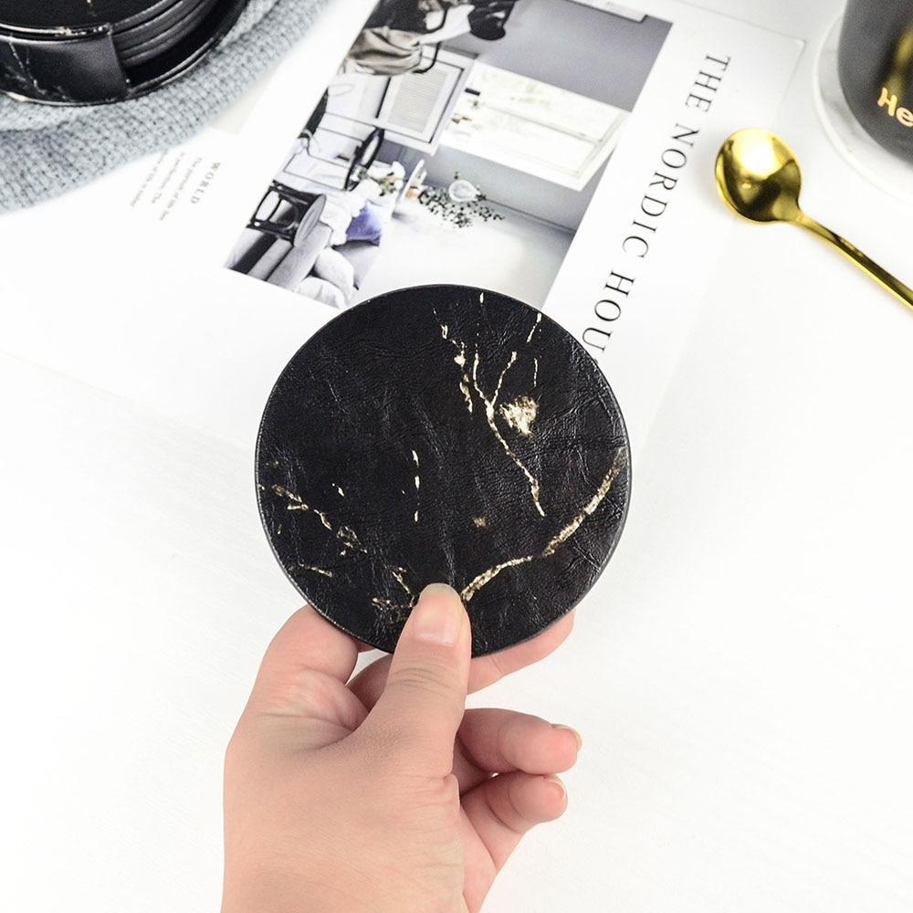 Elegant Faux Leather Marble Coasters