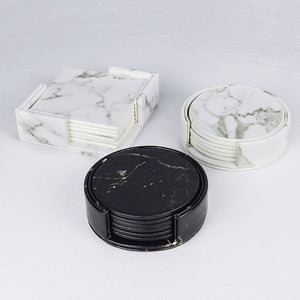 Elegant Faux Leather Marble Coasters