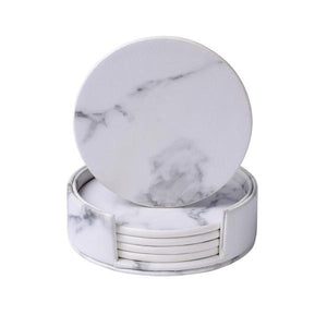 Elegant Faux Leather Marble Coasters