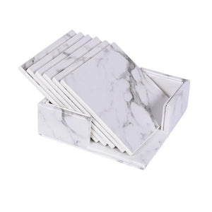 Elegant Faux Leather Marble Coasters