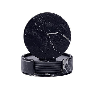 Elegant Faux Leather Marble Coasters