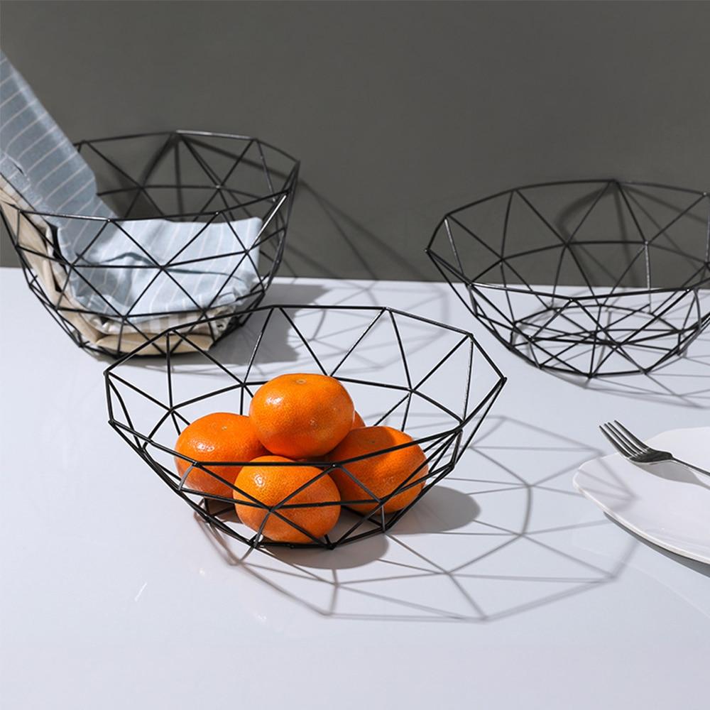 Creative Geometric Metal Fruit Basket Storage Bowl