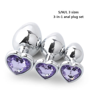 3Pcs / Set Butt Jewellery Heart Metal Anal Plug Sex Toys Women