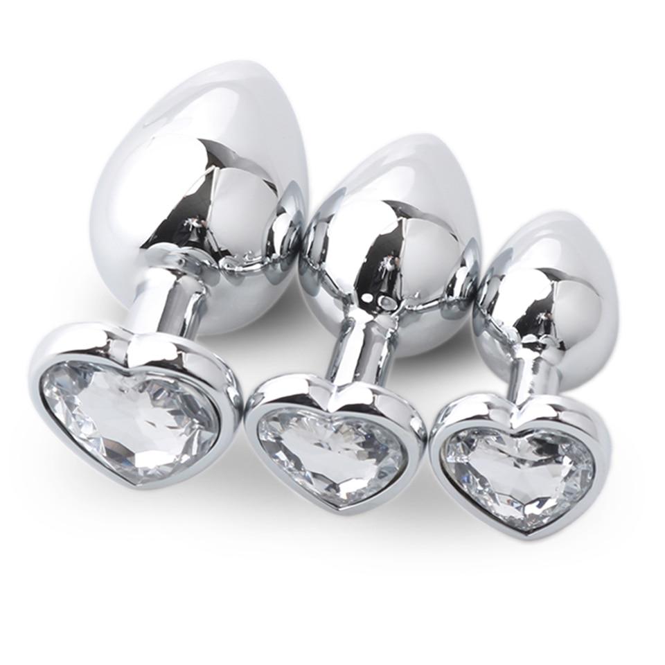 3Pcs / Set Butt Jewellery Heart Metal Anal Plug Sex Toys Women