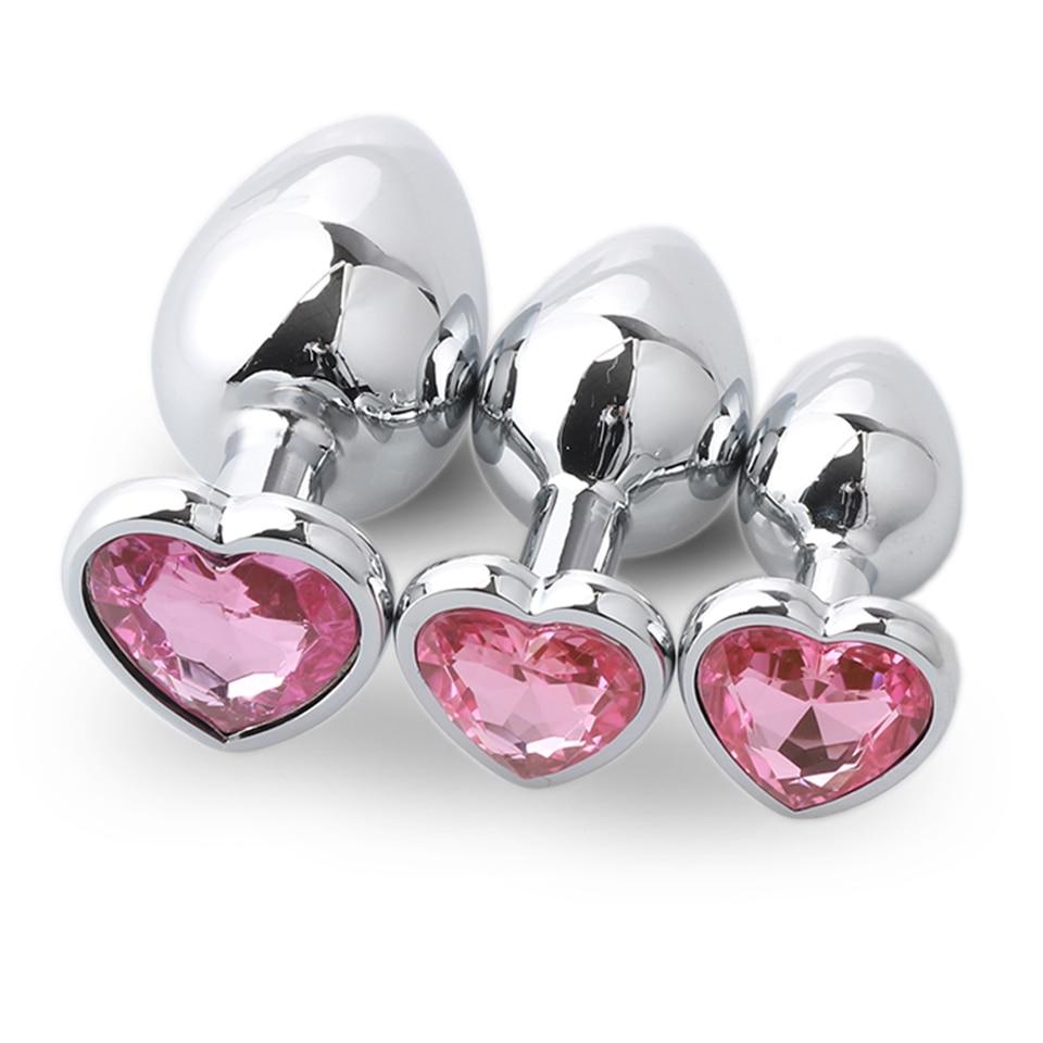 3Pcs / Set Butt Jewellery Heart Metal Anal Plug Sex Toys Women