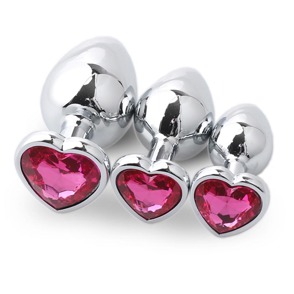 3Pcs / Set Butt Jewellery Heart Metal Anal Plug Sex Toys Women