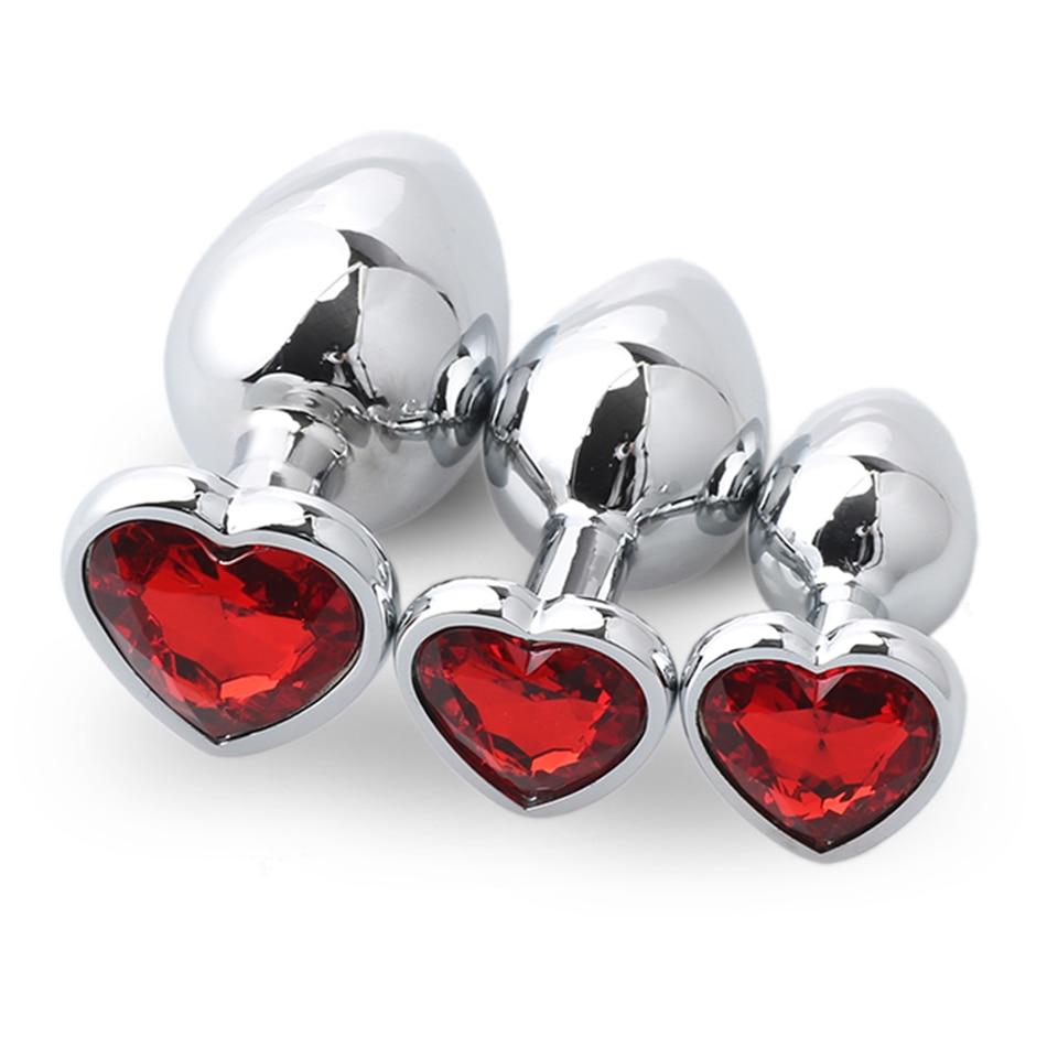 3Pcs / Set Butt Jewellery Heart Metal Anal Plug Sex Toys Women