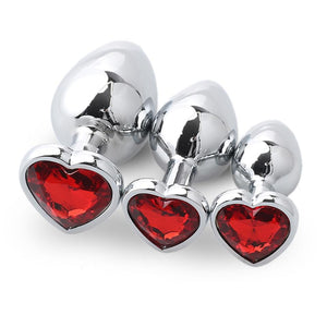 3Pcs / Set Butt Jewellery Heart Metal Anal Plug Sex Toys Women