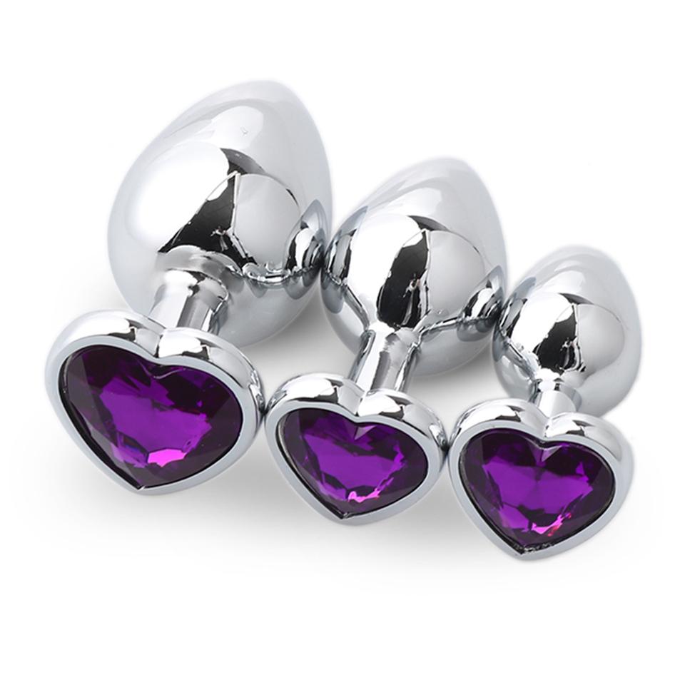 3Pcs / Set Butt Jewellery Heart Metal Anal Plug Sex Toys Women