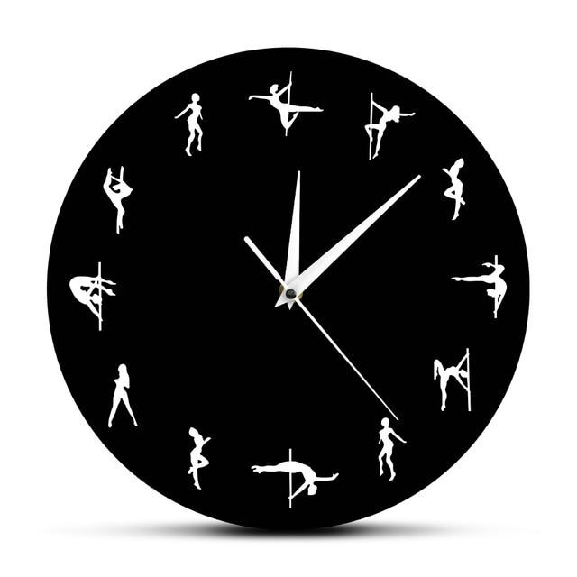 Pole Dancing Figure Yoga Design Minute Time Modern Wall Clock Home Decor