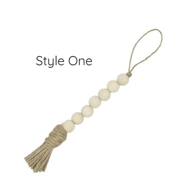 Natural Wooden Beaded Tassel Country Home Decor