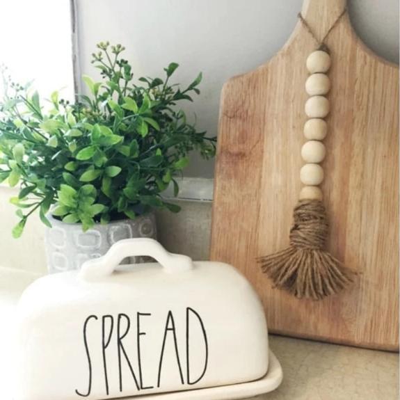 Natural Wooden Beaded Tassel Country Home Decor