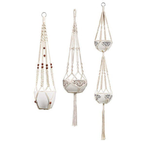 Set Of 5 Macrame Plant Hangers Cotton Rope Hanging Planters Home Decor