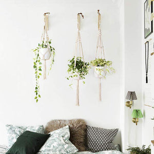 Set Of 5 Macrame Plant Hangers Cotton Rope Hanging Planters Home Decor