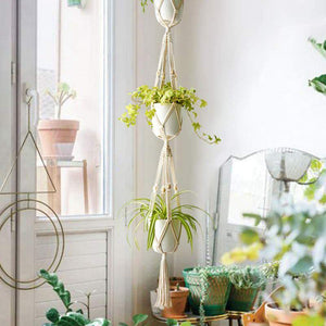 Set Of 5 Macrame Plant Hangers Cotton Rope Hanging Planters Home Decor