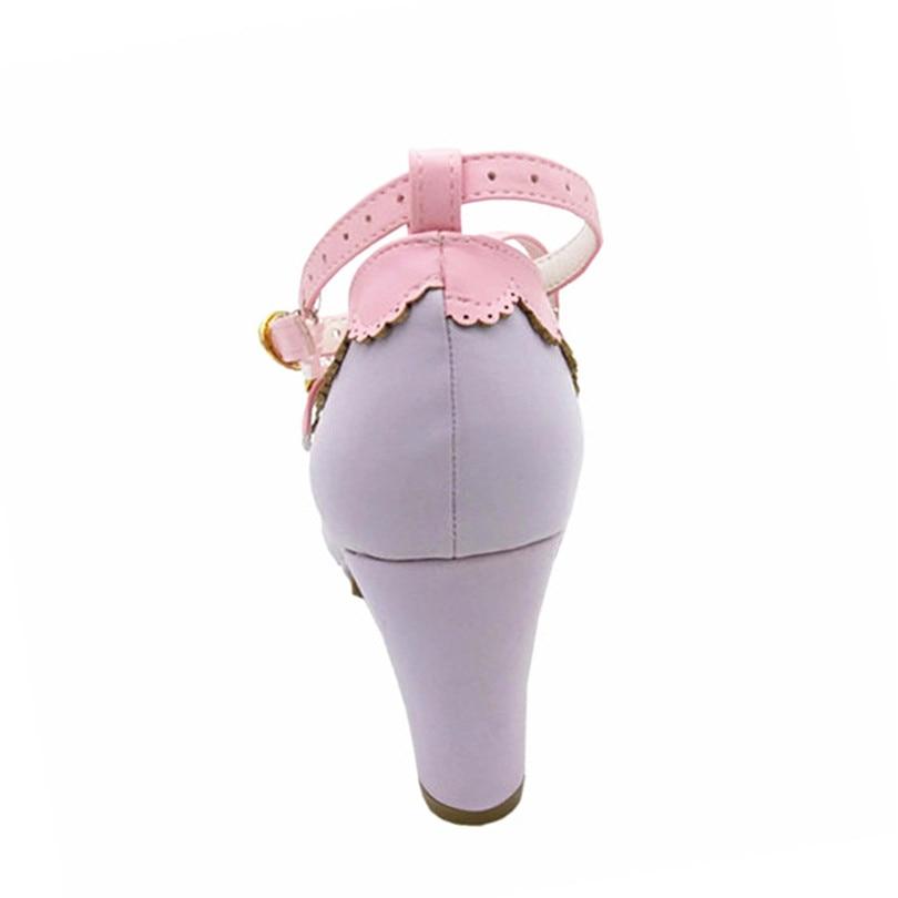 Cute Lolita Buckle Heel Bow Kawaii Cosplay Shoes